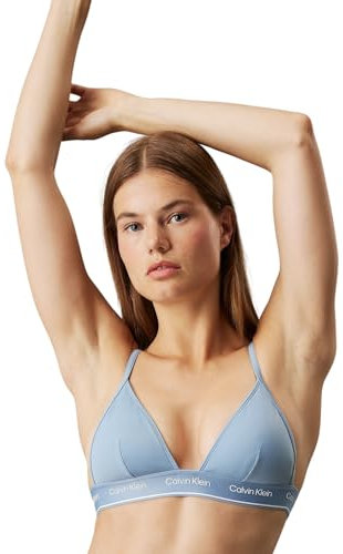 Calvin Klein Damen Bikini Oberteil Triangel Triangle-Rp Logobund, Blau (Faded Denim), M