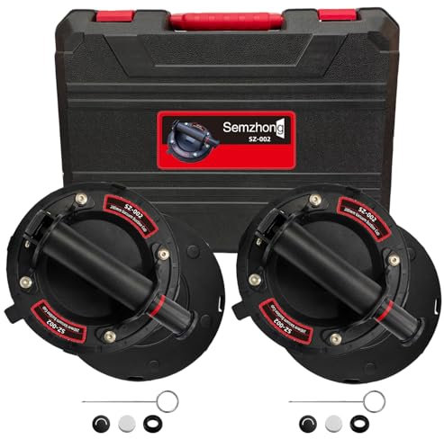 2 Pack Ventosas para Cristal Ventosas para Azulejos de 8 con Maleta Portátil Ventosa de Vidrio al Vacío con Bomba para Transportar y Elevar Vidrio Mármol Ventanas Azulejos Carga 160kg