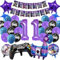 Luftballon Geburtstagsdeko Jungen 11th- Videospiel Party Dekoration 11 Jahre Videospiel Ballon Girlande mit Gamer Ballon Cake Toppers Birthday Banner Folienballon für Kindergeburtstag Party Supplies