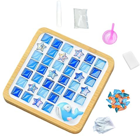 Glas-Mosaik-Fliesen – Glas-Mosaik-Fliesen-Aktivitätsset, Mosaik-Bastelset, Untersetzer, Aktivitätsset, gemischte Farben, Mosaik-Kits, handgefertigte Heimdekoration