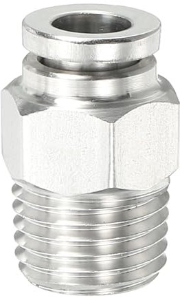 QUARKZMAN Push-to-Connect-Fitting, 1 Stück 304 Edelstahl PC-Männlich Gerade 1/4 Rohr-Ø x 1/4 NPT Gewinde Push-to-Connect-Rohrverschraubung Pneumatische Push-Lock-Verschraubung