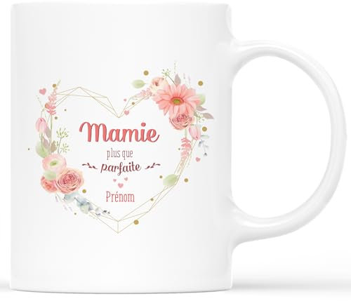 Cadeau Plus Mug Personnalisé Prénom - Tasse marraine, Mug Meilleure Marraine, Tasse Meilleure Belle-fille, tasse super tata (Mamie)