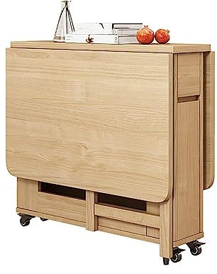 ZONABSQQ Klappbar Moderner Klapp-Esstisch mit Rollen, Klapptisch aus massivem Holz für kleinen Raum, platzsparender Erweiterungs-Küchentisch Esszimmertisch- und Stuhlset