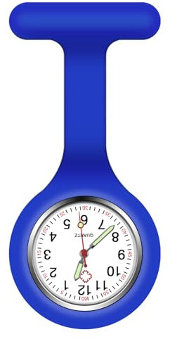 Vicloon Damen Schwesternuhren mit Clip, Tragbares Design, Für medizinische Fachkräfte, Frauen, Quarzwerk, Glow Pointer, Silikonarmband, Wasserdicht, 45 mm Durchmesser, Weißes Zifferblatt