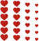 24 PCS Heart Shape Iron on Patches 4 Sizes Mini Cute Heart Patches for Clothing Embroidered Applique Valentines Love Shape Iron on Mini Sew on Patch for Jackets Backpacks Dress Hat DIY (Red)
