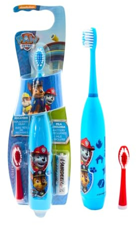 Paw Patrol Chase & Marshall Kids Battery Powered Electric Toothbrush with Soft Zig-Zag Bristles, Extra Replacement Head & Battery Included for Children Aged 3-16 Years Old | BPA-Free & Non-Toxic