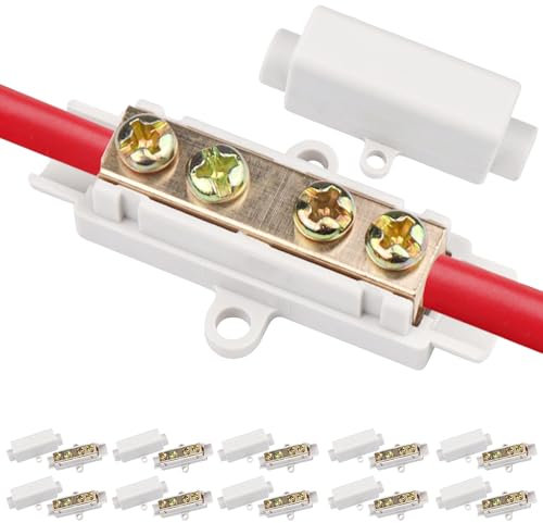 10 Pezzi Connettore Filo Conduttore in Ottone, Doppia Vite Guscio in ABS Morsettiera 1000V 100A, Connettori Elettrici Rapidi, Morsetti di Collegamento, ignifugo, Adatto per Filo da 2,5 a 16 mm²