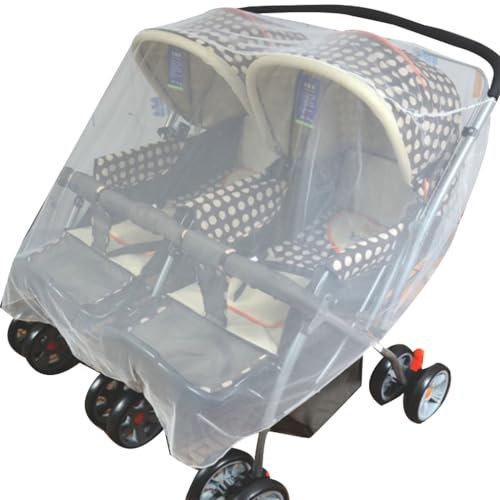 Yazhuq Insektennetz für Doppelkinderwagen, Moskitonetz für Autositz, Doppel-Kinderwagen, Netzabdeckung, Doppel-Kinderwagen, Moskitonetz