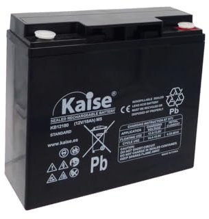 Kaise Batteria AGM 12 V 18 Ah - piombo-acido VRLA sigillata - senza manutenzione - bassa autoscarica - cicli profondi - per UPS Solare, Telecomunicazioni e sicurezza - ISO 9001/14001 (confezione da 2