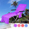 Einfarbiges Strandkorb-Handtuch – Sommer-Mikrofaser, doppellagig, Liegen-Handtuch mit Seitentaschen, schnell trocknend, weich, Chaiselongue-Bezug für Pool, Strand, Terrasse, Urlaub, Sonnenbaden (lila