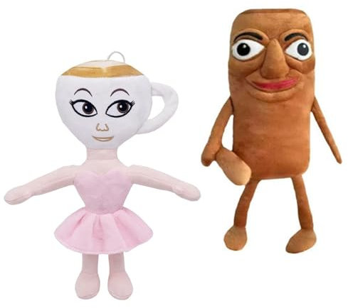 Italienisches Brainrot Plüschtier, Kuschelige Tung Tung Sahur Stofftier Puppe Lustige Ballerina Cappucina Plüschtier (2 Stück)