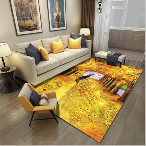 RUGMRZ Tapis Chambre Adulte Déco Sol Gaming 120x180CM Pas Chere Jaune. de décoration pour la Maison. Anti dérapant Jeux
