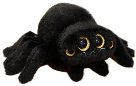TROYSINC Spinne Stofftier Kuscheltier Vieräugige Spinne Plüschtier Wurfkissen Kuscheltiere Geschenk für Erwachsene Und Kinder Halloween (16 * 25cm,Schwarz)