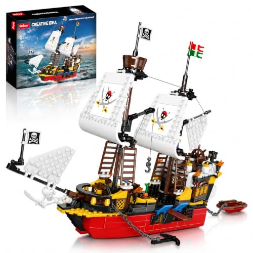Sosuy Piratenschiff Bausteine, Redbeard's Revenge Brigantine Boot | Spielzeug Jungen 8+, Weihnachtsgeschenke Geburtstagsgeschenk Jungen Kinder Mädchen Teens 928 Teile