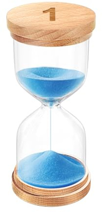 OMCCHK Sanduhr 1 Minute, Holz Sanduhr mit Blausand, Wohnzimmer, Heim Büro Deko, Vintage Sanduhren Timer für Kochzeit, Yoga, Meditation, Schreibtisch Gadgets, Geburtstagsgeschenk