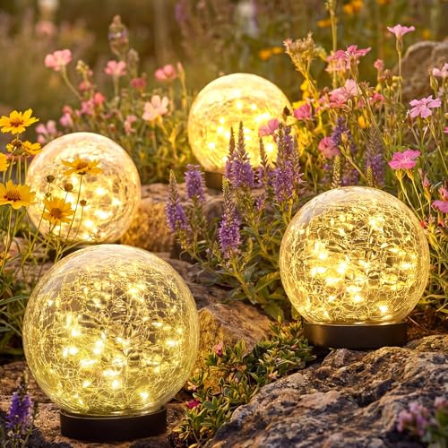 Ciskotu 4 Stück Solarleuchten für Außen, 120 LED Solarlampen für Aussen Garten