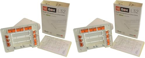 WAGO WAGOBOX L32 Wiring Centre Junction Box, Suitable for WAGO 221 Series, for Multicore Cables, max. 4 mm² Connectors, up to 25 Amp, 450 Volt, 207-3309, White, Pack of 2