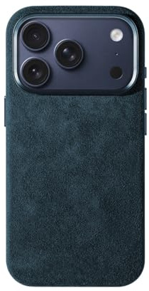 Babilden Leather and Alcantara Case for Models, Italian Craftsmanship (Deep Blue, iPhone 17 Pro Max)