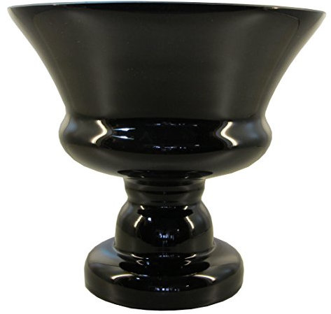 Ullmannglass Schale aus schwarzen Kristallglas auf Fuß, Höhe ca. 22,7cm - Ø ca. 25,5cm