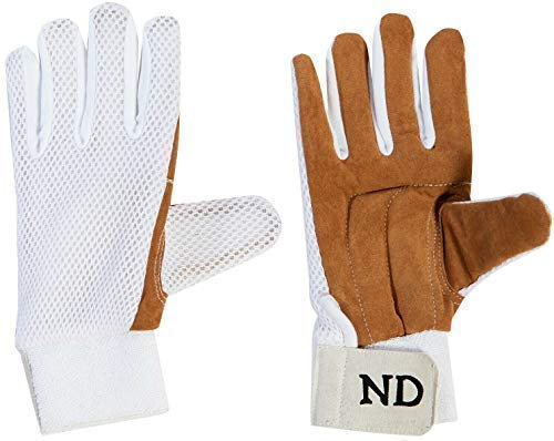 ND Sports Wicket Keeping Gloves – Professional Cricket Wicketkeeper Gloves – Durable Leather Palm & Breathable Mesh Back – Superior Grip & Comfort – Adjustable Wrist Strap – Ideal for All Skill Levels