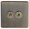 Soho Lighting Antique Brass 2 Gang 2 Way Toggle Light Switch Screwless