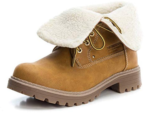 XTI 'BOTÍN DE Mujer Plano con Cierre DE Cordones CORDONERAS' - para: Mujer Color: Beige Talla: 39