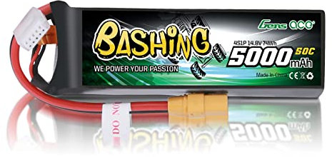 Gens ace 4S lipo Akku 5000mAh 14.8V 50C Bashing lipo 4s mit XT90 Stecker,für die meisten RC-Autos im aßstab 1/8, 1/10