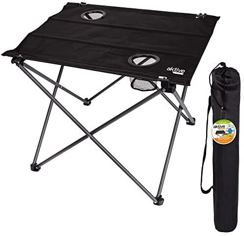 AKTIVE Klapptisch für Camping, Textil, 61 x 53 x 51 cm, Schwarz