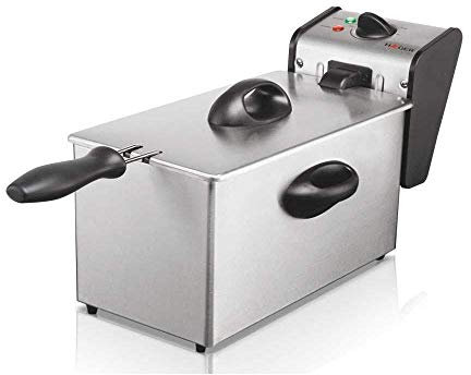 HAEGER Pro Chips Plus - Freidora con 2000W de Potencia, Capacidad de 4L - Sistema de Seguridad con botón reiniciar Restart”, Paredes externas frías al Tacto, Tapa, Cuerpo y cubeta en Acero INOX.