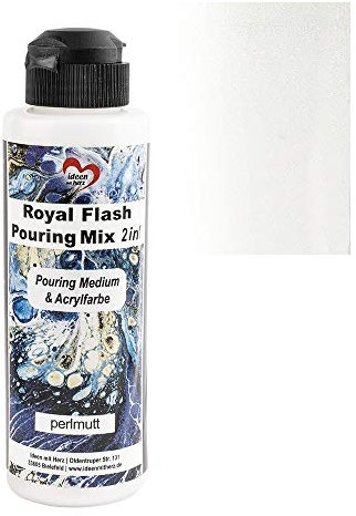 Ideen mit Herz Royal Flash Pouring Mix 2in1 | Pouring Medium & Metallic-Acrylfarbe mit Glitzer-Effekt | 180 ml | kein weiteres Mischen mit Fluid, Medium oder Silikonöl erforderlich (perlmutt)