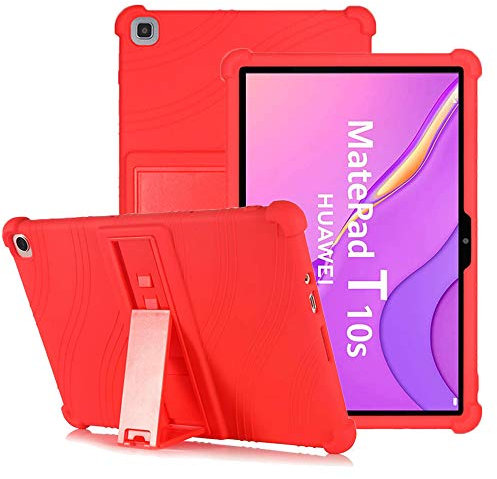 YGoal Funda para Huawei MatePad T 10S/Honor Pad X8 10.1 - Cubierta Protectora a Prueba de choques Suaves para niños de Peso liviano Silicona Case Cover para Huawei MatePad T10S, Rojo