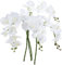UNIQU 4 Pcs 42” Real Touch Artificial Orchid Stems – White Latex Phalaenopsis Orchid Bouquets – Long Stem Faux Flowers for Wedding, Home, Office, and Garden Decor