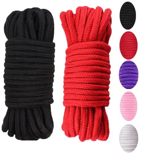 WUWYOUWL Weiches Baumwollseil, 10 m / 8 mm Universal-Seil-Handwerksseil, Dicker Baumwollfaden (Schwarz+Rot)