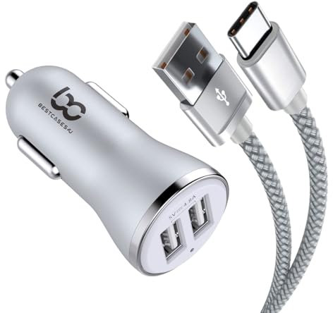 NWNK13 Fast Car Charger for Google Pixel 7 / 7A / 6A / 6/6 Pro / 8 / 8Pro / 8a Mobile Phone in Car Charger 2 Port USB Adapter Fast Charging 4.8A with 1mt Type C USB Cable Lead Wire for Pixel 7Pro