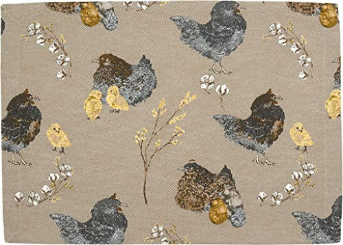 Sander Tischläufer Tischband Pulcino Ostern 40 x 100cm Artikel 75468 Fb. 19 18% Baumwolle 82% Polyester Hahn Henne Küken creme braun anthrazit gelb