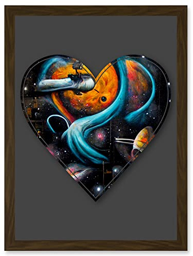 Wee Blue Coo Symbol Heart Love Space Trippy Cosmos Decorative Graffiti Mural Alphabet Initial Stencil Artwork Framed Wall Art Print A4