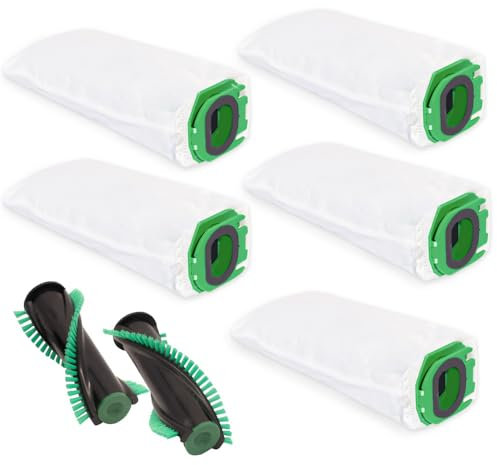 PRIMEBAG - Staubsaugerbeutel + Rundbürsten kompatibel mit Vorwerk VB100 mit EBB100 Akku-Elektrobürste - Ersatz für FP100 Filtertüten - Hochwertiges Sparset - Bestleistung beim Saugen