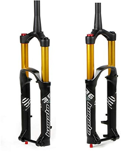 HSQMA 27.5 29 Mountainbike Federgabel Bergab MTB Luft Gabel Federweg 160mm Dämpfungs-Einstellung XC/AM/DH Vorderradgabel 1-1/2 Konusrohr Steckachse 15 * 110mm (Color : Gold, Size : 29'')