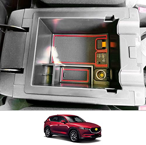 CDEFG Kompatibel mit Mazda CX-5 CX5 KF 2017-2023 2024 Mittelkonsole Organizer Aufbewahrungsbox CX 5 2023 Aufbewahrung Auto Center Console Tray CX-5 KF 2024 Zubehör (Rot)