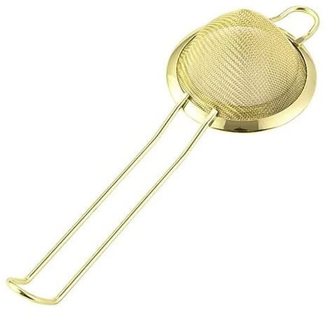 Scolapasta cinese fine conico acciaio inossidabile maglia fine e uncinetto bar ristorante cucina filtrazione polpa semi impurità setaccio cocktail Ø7,5cm (oro)