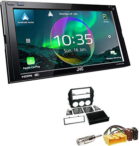 JVC KW-M875DBW 2-DIN Autoradio kompatibel mit WiFi Apple CarPlay Android Auto Bluetooth DAB+ USB-C passend für Mazda MX-5 III Facelift ab 2008 schwarz