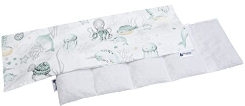 Medi Partners Kirschkernkissen 60x20cm 800g 100% Baumwolle 5 kammern Körnerkissen groß Öko Natur Wärmekissen Kältetherapie abnehmbarer Bezug (Ozean)