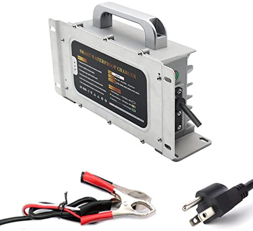 48 Volt G!o*lf Cart Charger Battery Charger with Clamps Waterproof Charger Suitable for Charging All 48V Lead-Acid Batteries,48V 15A