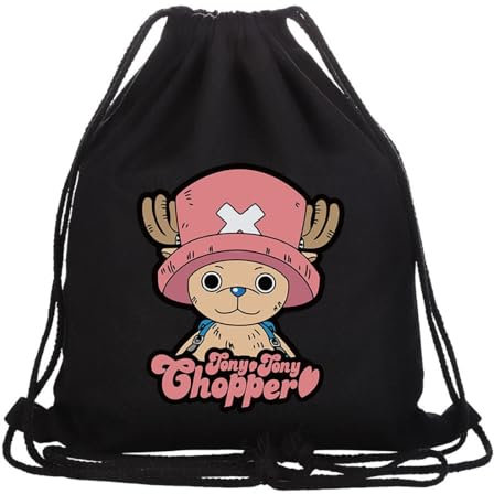Roffatide Anime Chapeau De Paille Sac À Tiroir Imprimé Sac De Sport Toile Drawsting Sac À Dos String Noir F