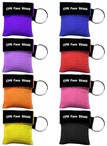 8 Stück Atemschutzmaske mit Schlüsselanhänger, CPR-Maske, Beatmung, Erstickungs-Rettungsgerät, Mund-zu-Mund-Schutz Notfallgerät, Pflegeausrüstung