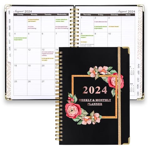 Kalender 2024 Buchkalender, A5 Wochenplaner Ringbuch 12 Monate Terminplaner (Jan - Dez.2024) Terminkalender 2024 für Büro Schule Haushalt Schriftliche