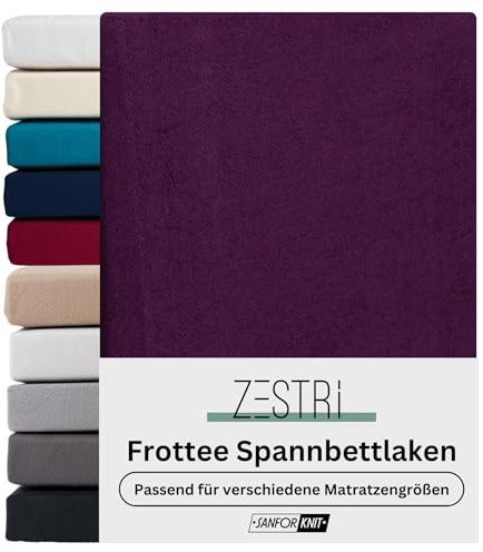 Frottee Spannbettlaken für Boxspringbett & Wasserbett | Aubergine | 180x200-200x220cm | Extra Dickes Material 160g/m² | Oeko-TEX Made in Green, Hautsympathisch, Atmungsaktiv