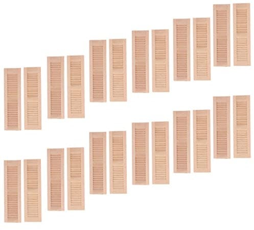 Amagogo 24 Stücke Unbemalt 1:12 Puppenhaus Holz Fensterläden Bausatz, Möbel DIY Bastelset Sammlung