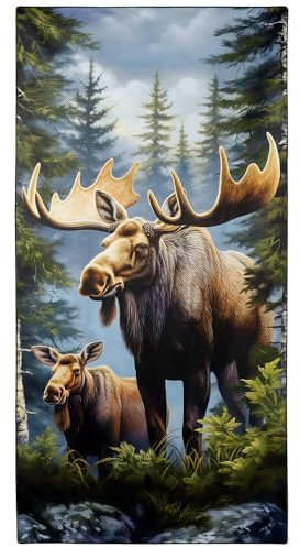 YISUMEI Mikrofaser Strandtuch XXL, Strandhandtuch Leicht Badehandtuch Schnelltrocknend, Elch-Hirsch, 180 x 90 cm