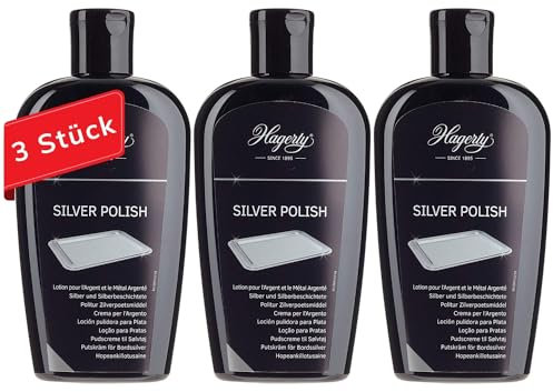 Hagerty Set 3x Silver Polish 250 ml I Effiziente Silber-Politur für Silber und versilbertes Metall I Polierpaste mit Sofortwirkung für Vasen Rahmen Accessoires Dekorationsartikel für erneuerten Glanz